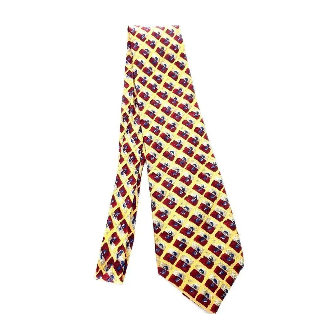 Altea Light Yellow Silk Tie‎ Woven Geometric Knit